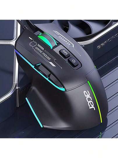 Acer OMW950 Gaming Mouse With High-Precision Optical Sensor, Pixel-Level Tracking, Fast DPI Switching, Macro Programming, And Optimized For Gaming. Black Wired With Audio.