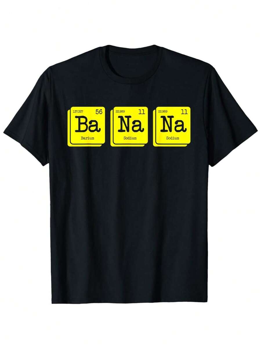Funny Science Chemistry T Shirt   Barium Sodium Barium Periodic Elements Design   Black Cotton Short Sleeve Tee For Men & Women   Science Lovers Humor Graphic Top - 黑色 - 查看 1