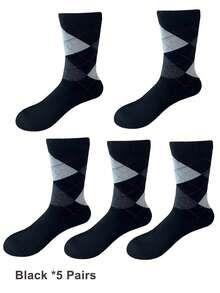 1/5 双男士正装袜，透气商务专业正装袜，舒适中筒袜，适合男士休闲和正装 - 彩色 - 查看 14