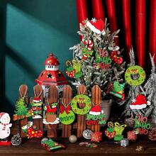 Traditional Christmas Wooden Decorations, Lime Green And Red Holiday Tree Decorations, Holiday Wood Chip Labels, Christmas Trees, Home And Kitchen Decorations, Family Party Decorations, Home Decorations Without Power Supply, Christmas Decorations, Room Decorations, Party Decorations
