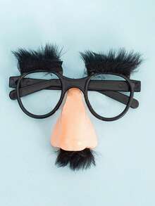 1pc Halloween Black Mustache, Glasses, Plastic Big Nose, Funny Prank Costume, Holiday Atmosphere Props, Eyeglasses