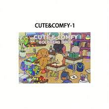 Conjunto de Livro de Colorir Fofo e Confortável - Uma Deliciosa Jornada de Colorir para Adultos através de Cenas Encantadoras Cheias de Animais - Recantos de Estudo Aconchegantes e Retiros Internos Acolhedores, Outono. Papelaria, Suprimentos Escolares, Desenho e Pintura, Halloween, Natal