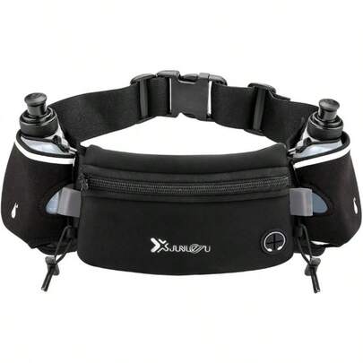 1pc Outdoor Sports Waist Bag With Dual Pockets And Holders (2 X 175ml), Lightweight Large-Capacity Running Belt, Adjustable Fitness Waist Pack For Running, Cycling, Hiking