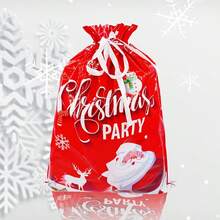 2PCS/Set Christmas Gift Packaging Bags With Drawstring Closure Festive Santa Reindeer Snowflake Tree Designs Multiple Styles Of Gift Packaging Bags Durable Plastic Holiday Treat Bags For Xmas Decorations Candy & Presents - Multicolor - View 8