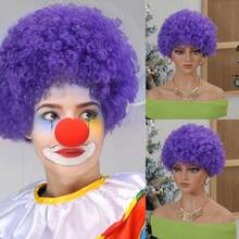 1pc Men's Curly Wig, Party Costume Wig, Unisex Curly Explosion Head Colorful Wig, Rainbow Color, Fan Wig, Disposable Wig, Easy To Wear, High Cost-Performance