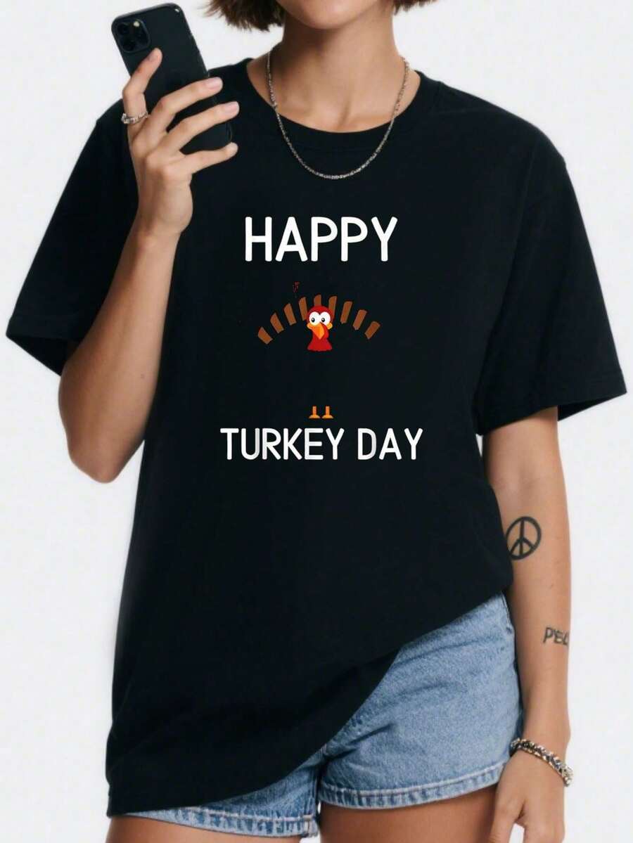 100% Algodón Unisex Temporada de Calabaza Otoño Cosecha Diseño Retro de Calabaza-Camiseta Gráfica Tops Cortos para Mujeres Conjuntos de Verano Tops de Verano para Mujeres-Camiseta, Camiseta de Cuello Redondo con Estampado 100% Algodón - Negro 5 - Ver 1