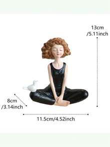 1/2/3 件树脂黑衣女孩盘腿坐像，家居客厅展示柜装饰礼物。送给爱人、父母和朋友的完美圣诞礼物 - 彩色 - 查看 7