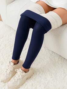 Mallas de cintura alta con forro térmico para mujer, mallas deportivas gruesas y cálidas para uso casual al aire libre, otoño/invierno