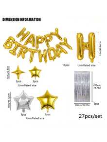 Bộ 27 bóng bay sinh nhật và rèm tua rua, trang trí tiệc sinh nhật - Nhiều màu - Xem 10