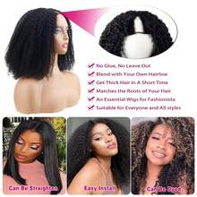 180% Density V Part Wig Human Hair Afro Kinky Curly Glueless Wigs Put On And Go Upgrade U Part Wigs For Women No Leave Out Machine Made Afro Curly V Shape Clip In Vpart Wig No Glue Natural Color Perfect For Daily Wear & Parties - Natural Black - 查看 4