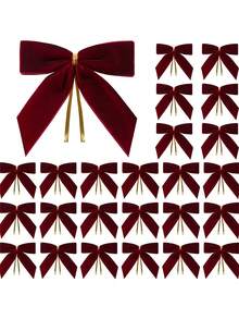 12/24 pièces Petits nœuds de Noël en velours Ornement mignon et doux Décorations de Noël Convient pour sapin de Noël, couronne, emballage cadeau, artisanat DIY, mariage, fête, sacs à friandises, décoration de la maison, décorations de Noël, décoration de chambre d'hiver