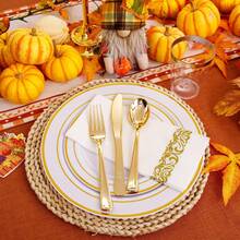 50/25/10/2 طبق ذو حافة ذهبية، أطباق سلطة، صواني طعام، أطباق فاكهة، أطباق كيك حلوى، قابلة لإعادة الاستخدام والغسيل، متوفرة بمقاسات 7.5 بوصة و 10.25 بوصة، مناسبة لحفلات عيد الميلاد والزفاف وعيد الشكر والكريسماس والهدايا لرأس السنة