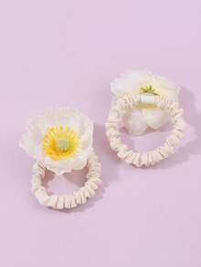 زوج من أربطة الشعر المطبوعة بالزهور، ملونة وجميلة، متعددة الاستخدامات للاستخدام اليومي، حاملات ذيل الحصان، أربطة الشعر المطاطية، حبال الشعر، ربطات الشعر المطاطية