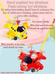 Kids Funny Hand Push Small Airplane Toy, Indoor Outdoor Sports Toy, Toddler Push Along Plane Toy To Encourage Walking, Interactive Push & Pull Toy, Baby Push Toy Airplane, Push Along Toy For Babies And Kids (Random Tube Color)