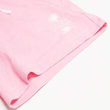 Puma Women's Lightweight Drawstring Straight Leg Printed Logo Shorts - Pink - View 4