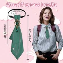 Bow Tie For Women, Adjustable Pre-Tied Ties For Women Girls Uniform Necktie With Rhinestone For Party School Concert - màu xanh lá - Xem 4
