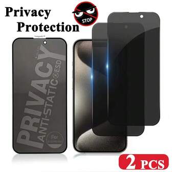 2 Pieces Of Anti-Peep Tempered Glass 30° Privacy Screen Protector, Protect Privacy, Anti-Drop, Anti-Scratch, Anti-Fingerprint Full Coverage, Birthday, Family, Friends Gift Mobile Phone Screen Protector, Mobile Phone Accessories Waterproof And Shockproof, 9H Hardness, Anti-Static, Bubble-Free Compatible With Mobile Phone Series
