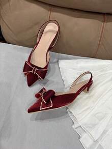 High Heeled Women's Shoes, Fashionable Large Buckle Women's Shoes, Daily Elegant Style,Kitten Heels,Party Outfits - Red - View 14