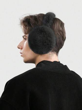 1 件男士时尚毛绒耳套，冬季户外骑行耳套，防冻，厚实保暖，适合冬季的耳套