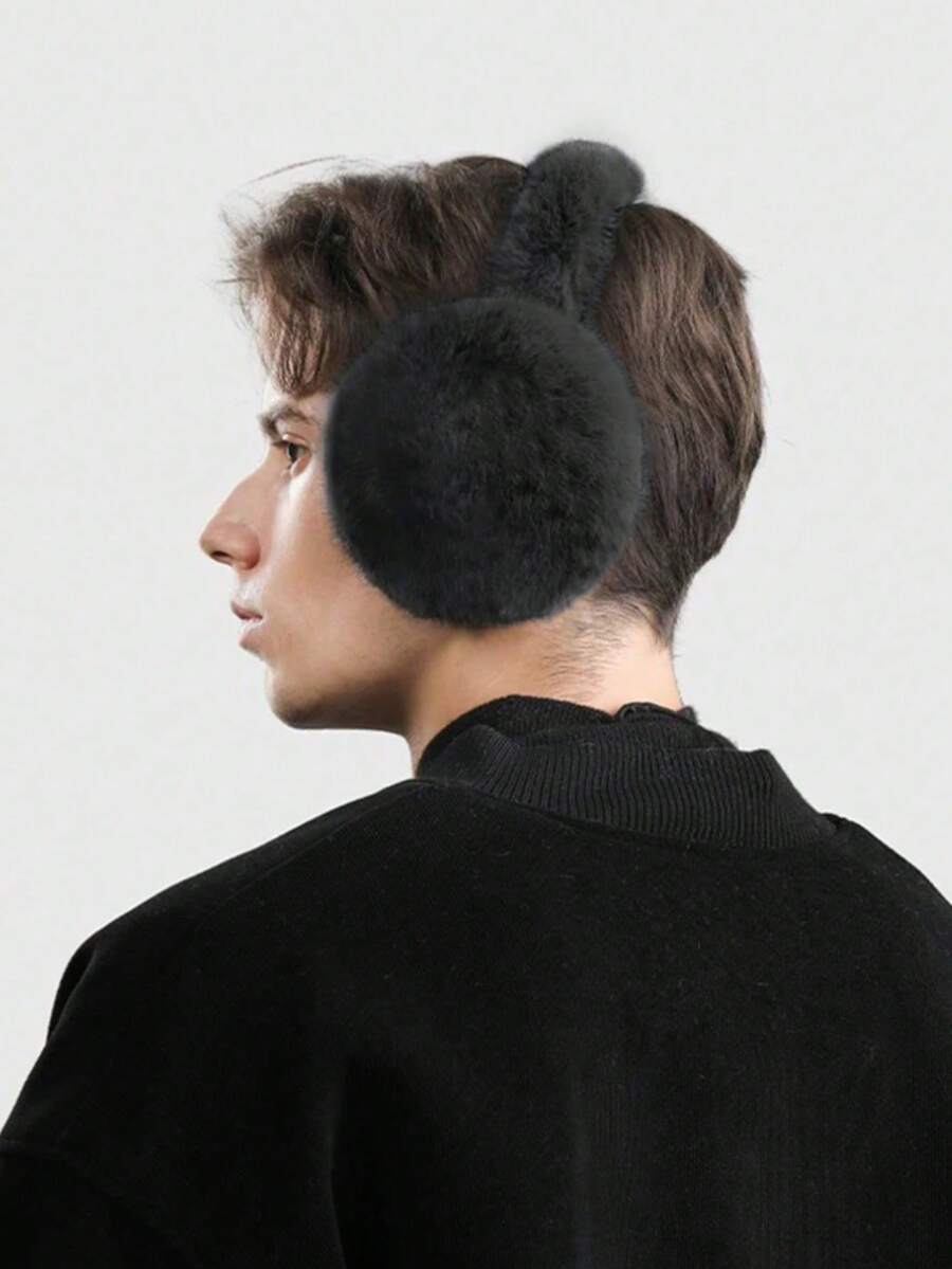 1 Piece Man Fashion Plush Earmuffs, Winter Earmuffs For Outdoor Cycling, Anti-Freeze, Thick And Warm, Earmuffs Suitable For Winter