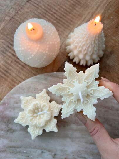 Set de 2 moldes de silicona para velas de copo de nieve navideñas, artesanía de resina y jabón - Decoración de fiesta festiva y regalo