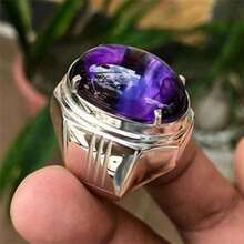 New Purple Egg-Shaped Irregular Silver Ring European And American Fashion Jewelry - Màu tím - Xem 7