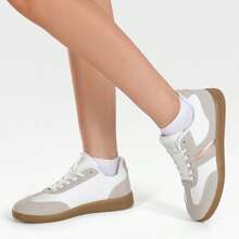 WEIDE Zapatos para mujer versátiles, tenis de mujer casuales retro para uso diario con suela resistente y estilo cómodo - Beis - Ver 2