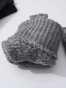 1pair Women's Autumn And Winter Dew Finger Thick Touch Screen Knitted Gloves, Outdoor Cycling Warm And Cold Winter Gloves