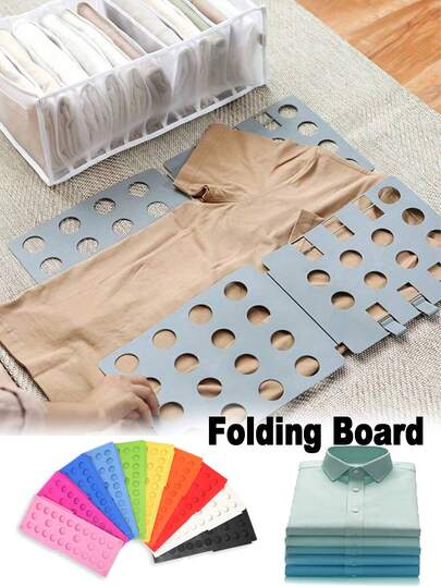 1pc Space Saving Garment Folding Board, Adjustable Size Plastic Board For T-Shirts And More, Ideal For Travel And Home Organization, Hanging Closet Clothing Folder, Perfect For Quick Folding, Closet Organizer, Home, Dorm, Travel, And Storage Solutions