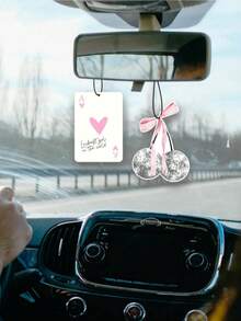 5个可爱粉色蝴蝶结樱桃造型车载香氛挂件，可悬挂于车内，营造清新香氛氛围，适合女性和青少年，可作后视镜/车内装饰，亦可作车内配件或出风口夹式香氛，是圣诞节/情人节的理想礼物，香味可持续30天。 - 彩色 - 查看 14