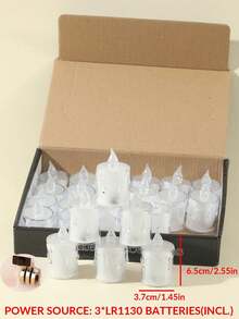 3/12/24pcs Medium Crystal Drip Pattern LED Electronic Candle Lights (Battery Included), Rose Pattern Projection Tea Candle Lights, Flameless Candle Lights, Wedding Holiday Decoration Candles, Home Decor, Tabletop Decoration Candles - Huang Guang - View 4