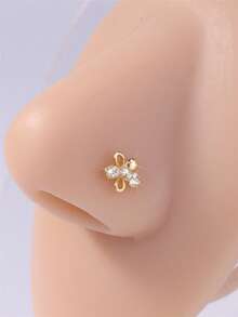 1PC/4PCS Butterfly And Flower L-Shaped Nose Studs – Sparkly CZ Nose Pins Piercing Jewelry For Women Girls Daily Wear