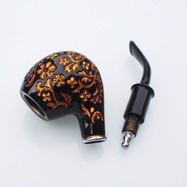 Premium Resin Tobacco Pipe With Detachable Resin Filter, Elegant Handcrafted Smoking Accessory For Home And Outdoor Use, Christmas Gift, Back To School