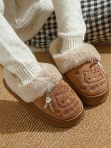 3D Nœud Papillon Pantoufles de Chat en Peluche Doublées, Pantoufles de Princesse Élégantes, Pantoufles de Fête, Semelle Silencieuse Améliorée, Chaudes et Antidérapantes, Pantoufles d'Intérieur - Respirantes, Sans Odeur, Nouvelles Pantoufles Moelleuses Hello chat Hiver 2025, Pantoufles Femme, Pantoufles de Maison Femme, Couples, Roses/Marrons