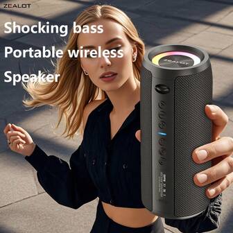  Zealot-S51Pro 2025アップグレード ワイヤレススピーカー | 40Wステレオベース(20W*2)、IPX6防水&TWS接続 | 5200mAhの長時間再生、TFカードモード3.5時間+30日スタンバイ アウトドア、車載、キャンプパーティー、RGBライトショー