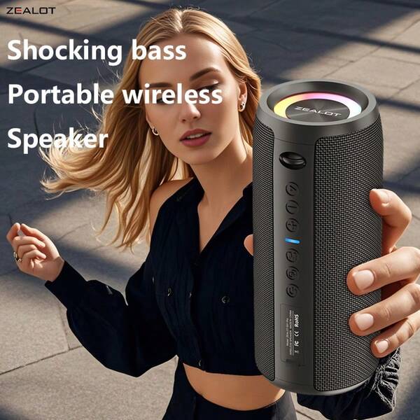 ZEALOT Altoparlante senza fili Zealot-S51Pro 2025 Upgrade | Bassi stereo da 40W (20W*2), impermeabile IPX6 e accoppiamento TWS | Autonomia estesa di 5200mAh, modalità scheda TF 3.5H + 30 giorni in standby per feste all'aperto, audio per auto, campeggio e spettacolo di luci RGB