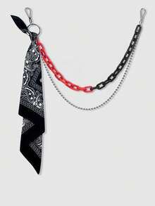 1pc Hip Hop Pants Chain Accessory, Fluorescent Resin Pants Chain, Cashew Flower Square Scarf Waist Chain Summer, School Fall, Autumn, Halloween - Multicolor - View 16