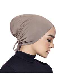 1pc Solid Head Wrap Women Hijab Daily Casual Head Scarf Headband Abaya Accessories Under Cap Women Veil - Khaki - View 6