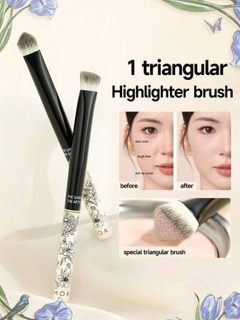 Amortals Highlighter Brush, Artist Garden Series Triangle Brush Head, Contour, Face, Highlight, Tear Trough, Nasolabial Folds Brightening Brush, Makeup Tool For Beginners, Makeup Artists, Gifts For Dates, Weddings, Christmas, Halloween, Thanksgiving, Graduation, Birthdays, Holidays, Y2K, Glamour, Cosmetics, Beauty, Parties, Beach, Travel, Camping, School, Celebrations, Decorations, Gifts, Rose Girl Cosplay, Premium Makeup, Ambiance,Foundation Brush,Concealer Brush,Blush Brush,Contour Brush,Blush Brush,Bronzer Brush,Powder Brush,Foundation Brush,Blush Brush
