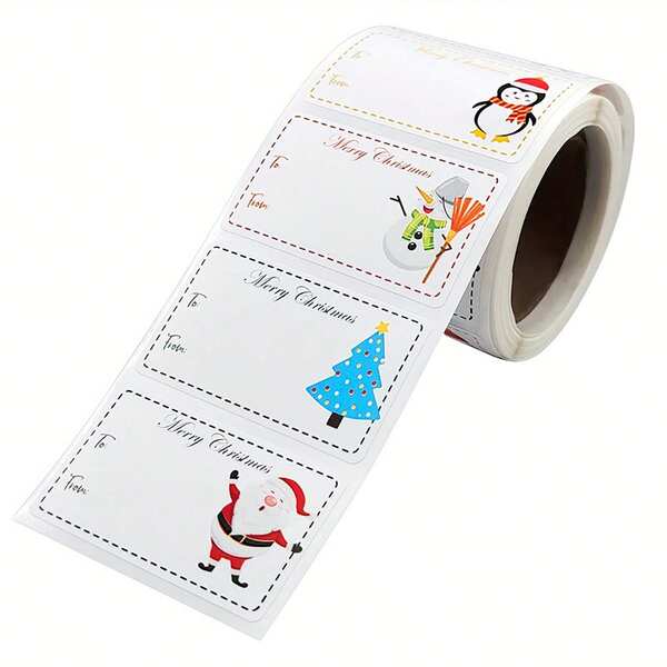 250 Pieces Of Self-Adhesive Holiday Gift Giving Christmas Presents, Reusable Design And Synthetic Paper Snowman, A Tree And Santa Claus Gifts And Christmas Decorations, Themed Labels For Christmas Presents | Snowman | Reusable Labels, Packaging Christmas Gifts