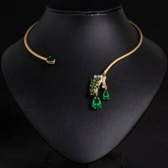 1 pieza Collar gargantilla de mujer dorado/de moda/elegante, gargantilla abierta, con circonita cúbica sintética incrustada, gargantilla, collar, regalo