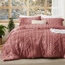 Bedsure Mother's Day Tufted Boho Comforter Set - Linen Boho Bed Set, GentleSoft™ 3 Pieces Farmhouse Shabby Chic Embroidery Bedding, For Spring Decor, Wedding Decor, Easter Decor, Room Decor, Home Decor - 磚塵粉 - 查看 8
