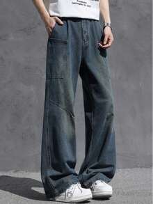 American High Street Men's Jeans Spring And Autumn 2025 New Fashion Straight Leg Workwear Curved Knife Pants