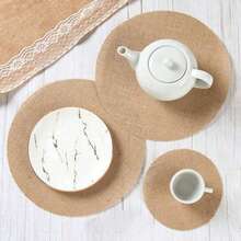 10/12/24/30 Stück runde Leinen-/Juteuntersetzer, Topflappen, hitzebeständige Tischsets für Küche und Esszimmer, Hochzeitsdekoration, Heimdekoration, geeignet für Hochzeit, Geburtstag, Familientreffen, Restaurantdekoration, grobe Leinenuntersetzer im Herbststil, verhindern Verschütten oder Kratzer auf der Tischoberfläche, können für Basteln und Dekorationen verwendet werden