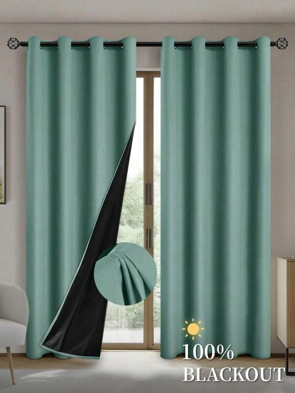 2 piezas de Cortinas impermeables 100% de oscurecimiento total laminadas, aislamiento térmico, protección solar, cortinas opacas de protección UV, utilizadas para salas de estar de lujo, dormitorios, decoración del hogar, decoración navideña