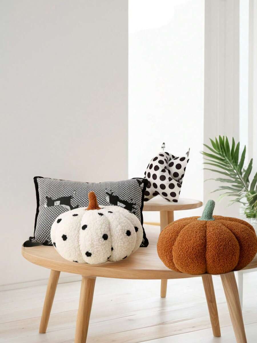 1pc 3D Pumpkin Pillow, Halloween Pumpkin Pillow, Fall Decor, Thanksgiving Decoration Indoor, Fall Winter Throw Pillows Halloween Decoration, Thanksgiving Halloween Party Decoration, Room Decor, Home Decor