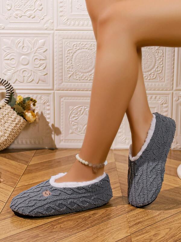 Women's Thick Plush Indoor Slippers; Autumn/Winter Cartoon Bear Design Home Indoor Non-Slip Warm Lining Soft Bottom Couple Slippers