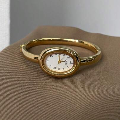 1pc CILOA Rhinestone Embellished Compact Luxury Waterproof Quartz Watch For Women, Everyday Use