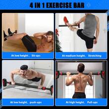 ShiningLove 440LB Adjustable No-Screw Pull Up Bar W/Level Meter & Anti-Slip – Doorway Chin Up Bar For Home Gym, Strength Training (27.6"-36.2" Width) - Red - View 5