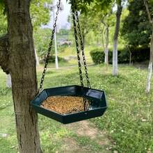 Polygonal Hanging Bird Bath - Two-In-One Feeder And Bath (Rust-Resistant Metal Frame) | Suitable For Parrots And Wild Birds | Garden Birdwatching Station | A Must-Have For Nature Lovers